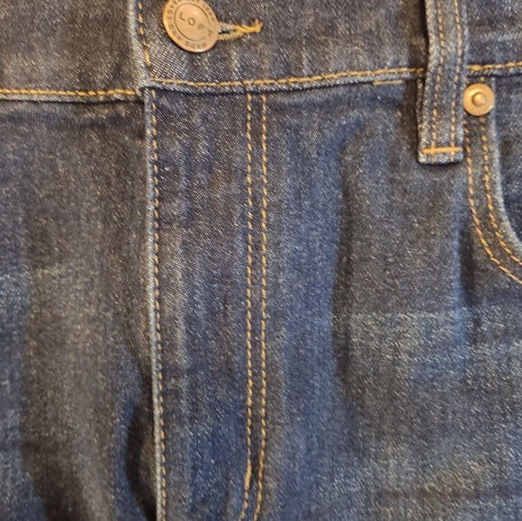 Loft Women's Size 14 Dark Wash Denim Skirt. Distressed edge. - Picture 2 of 6